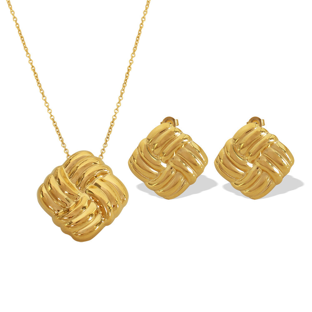 Waffle Necklace & Earrings