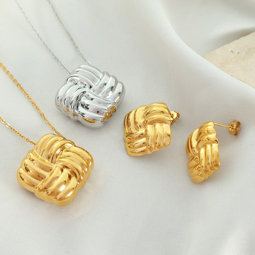 Waffle Necklace & Earrings