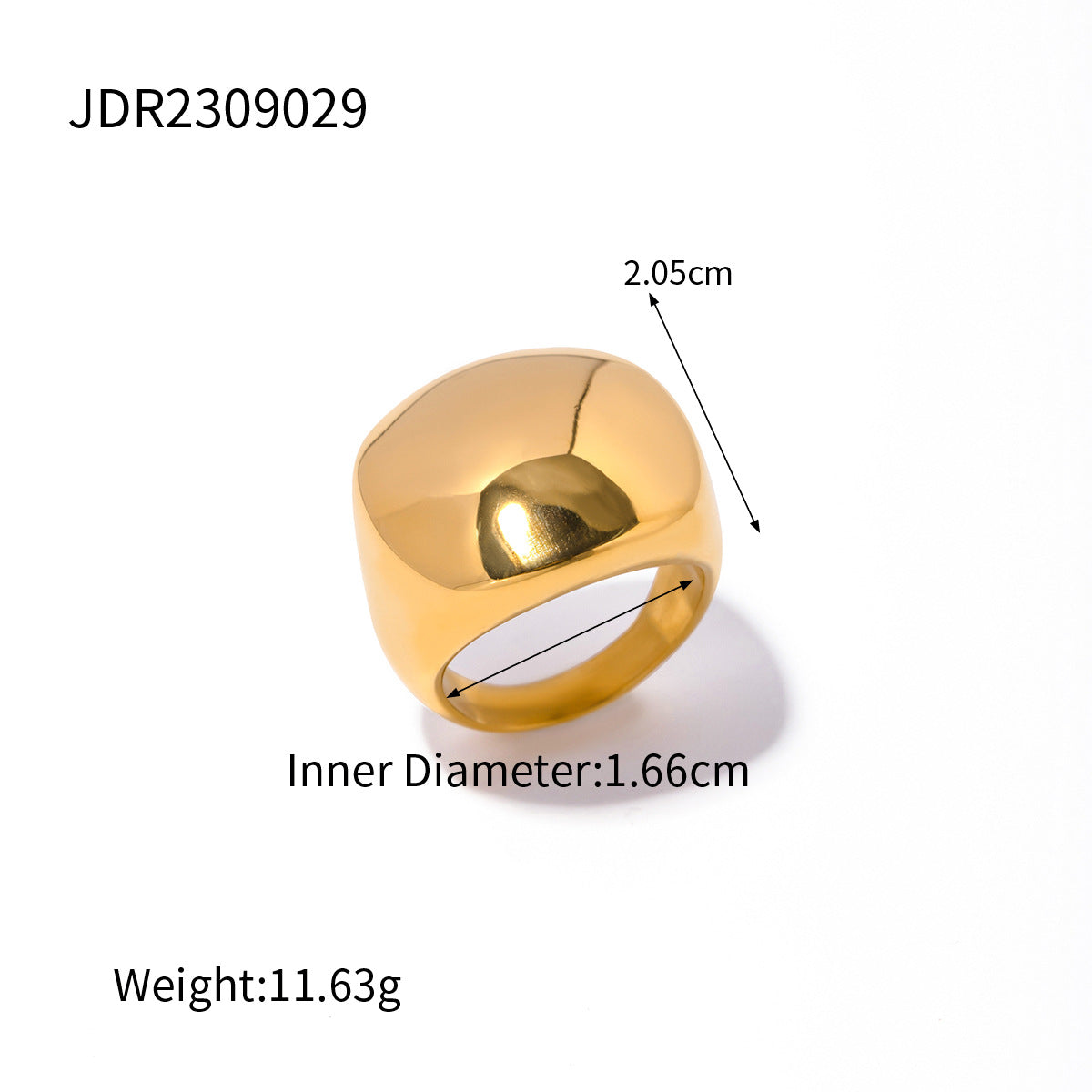 Fashionable Non-fading 18K Gold Stainless Steel Glossy Ring