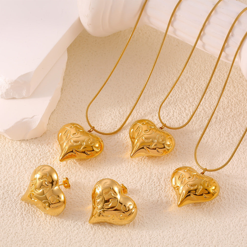 Simple Heart Necklace & Earrings