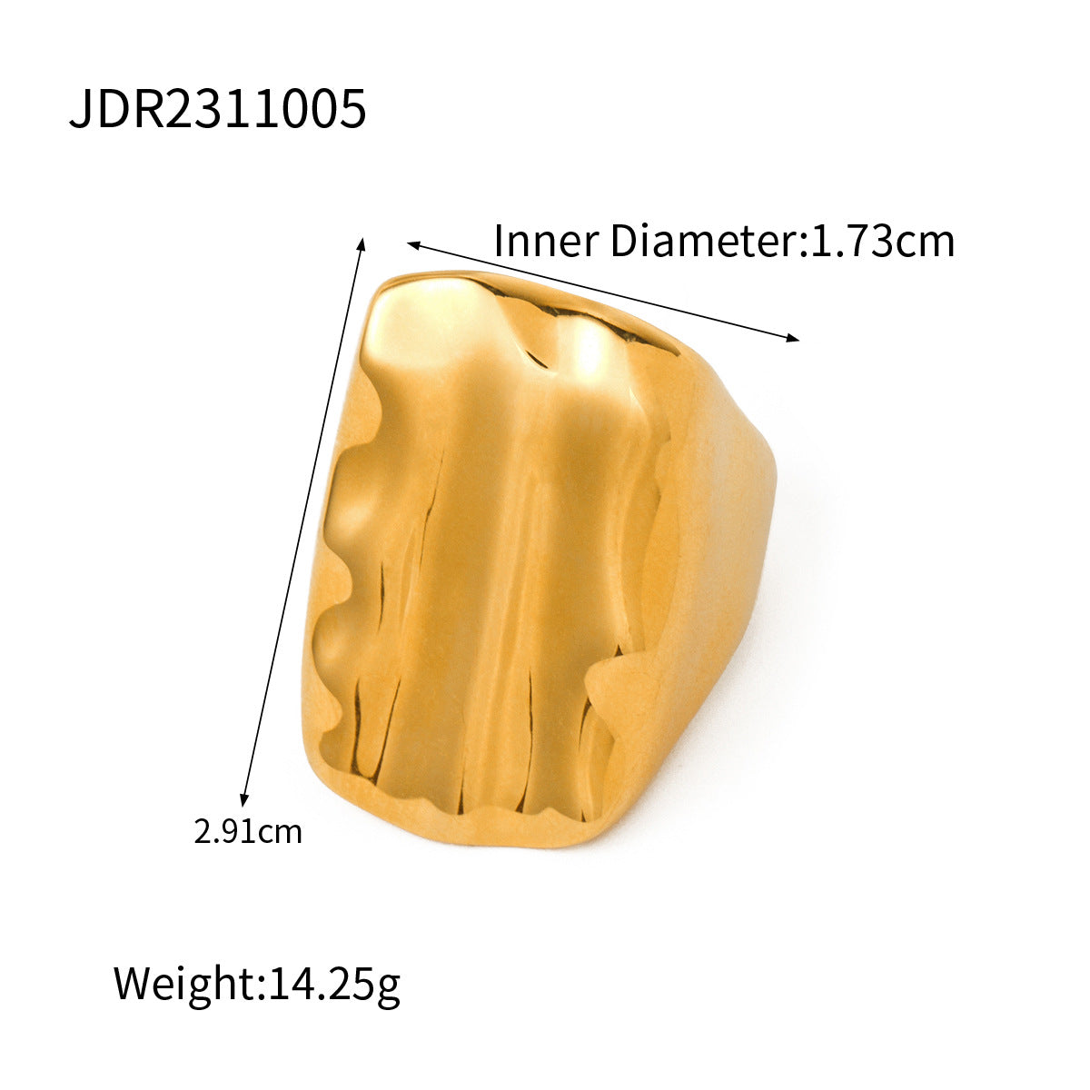 Fashionable Non-fading 18K Gold Stainless Steel Glossy Ring