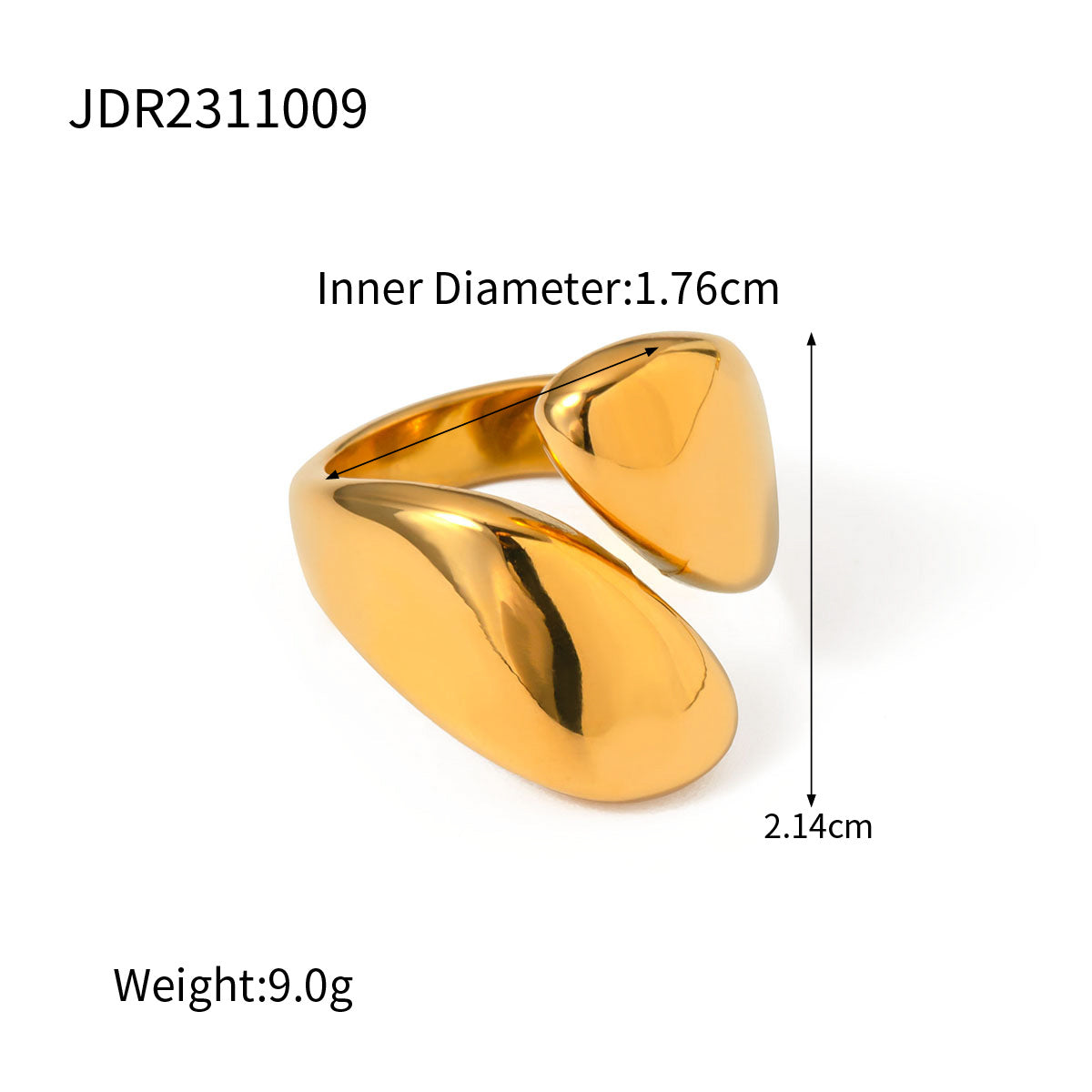 Fashionable Non-fading 18K Gold Stainless Steel Glossy Ring