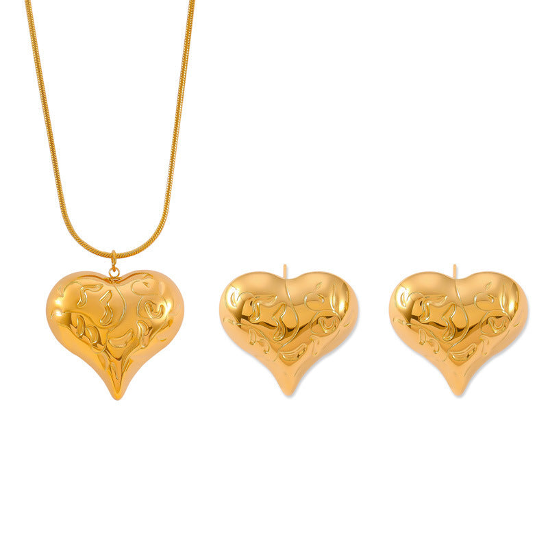 Simple Heart Necklace & Earrings