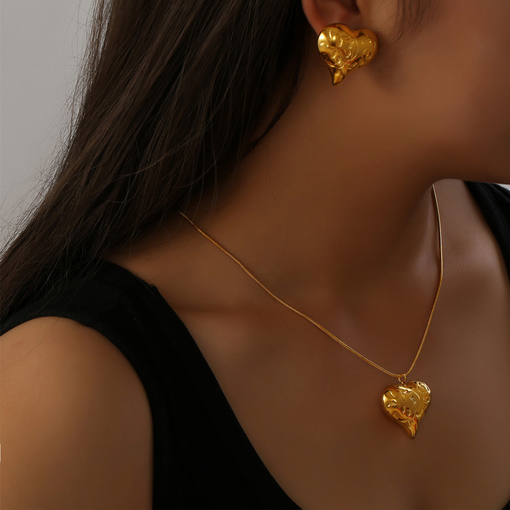 Simple Heart Necklace & Earrings