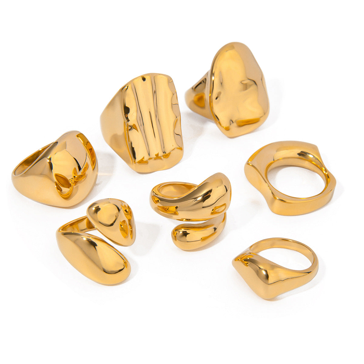 Fashionable Non-fading 18K Gold Stainless Steel Glossy Ring