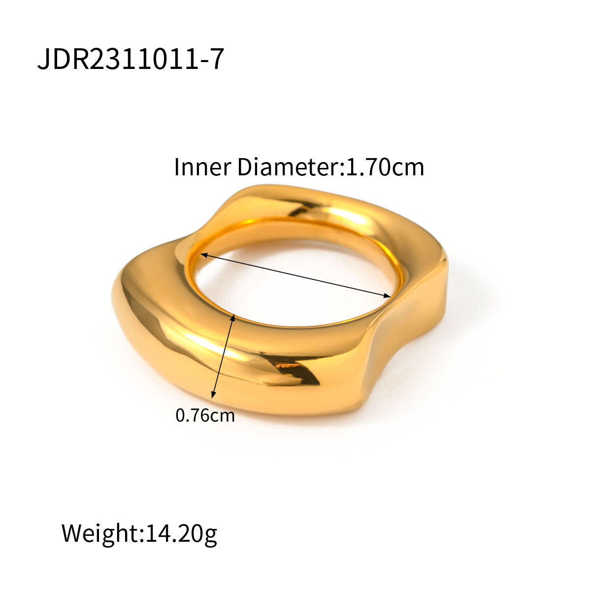 Fashionable Non-fading 18K Gold Stainless Steel Glossy Ring