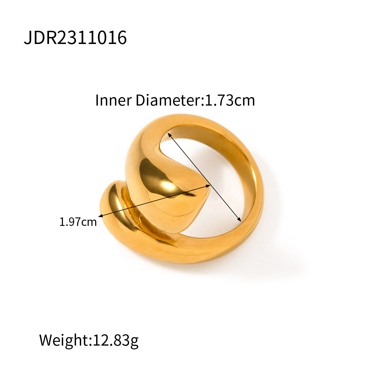 Fashionable Non-fading 18K Gold Stainless Steel Glossy Ring