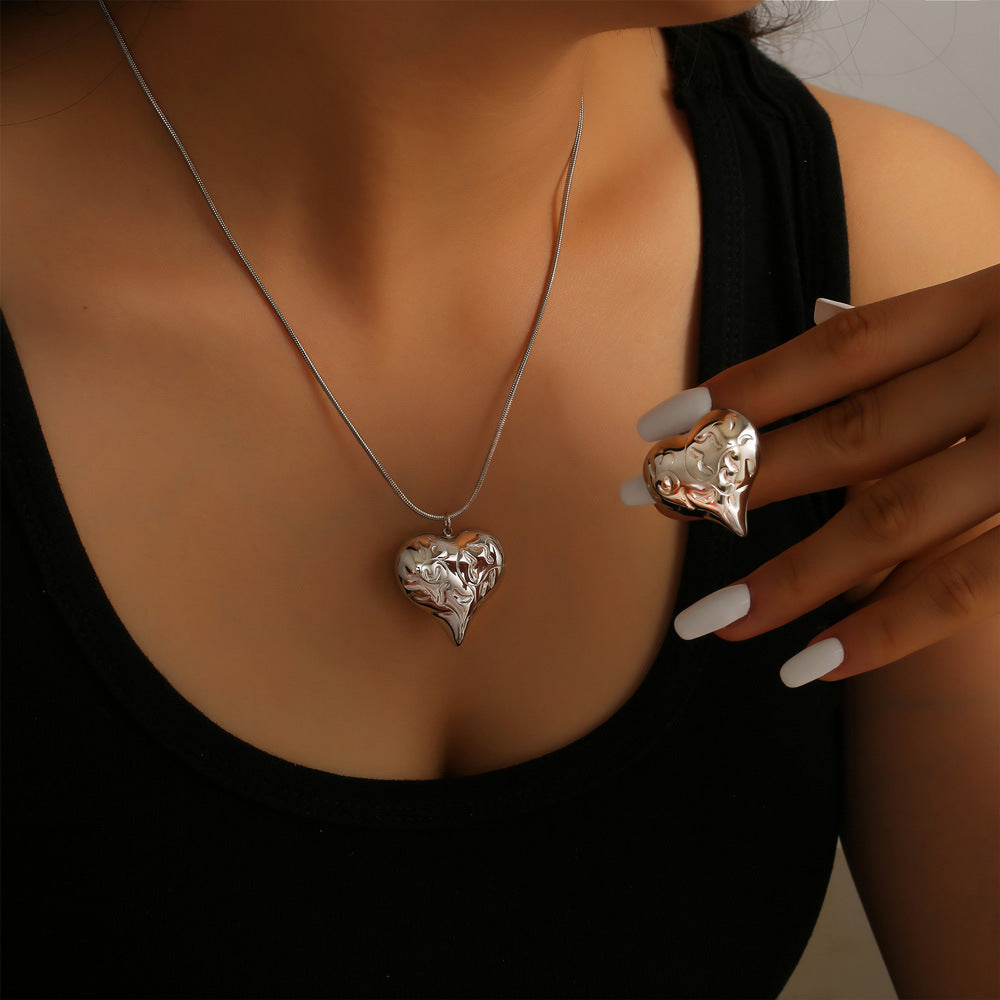 Simple Heart Necklace & Earrings