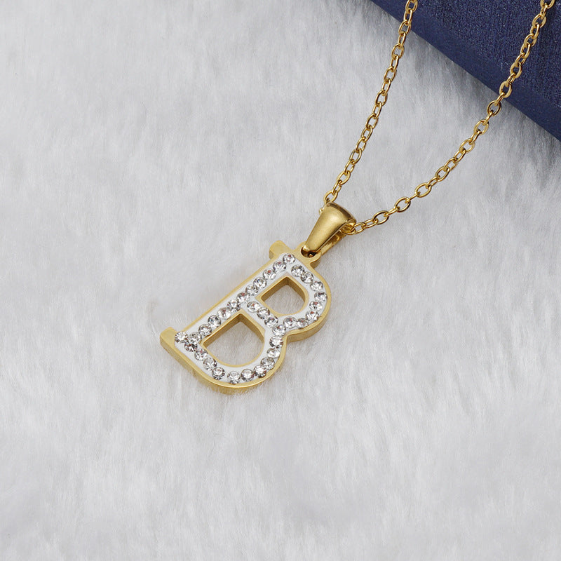 Diamond Letter Necklace 18K Gold