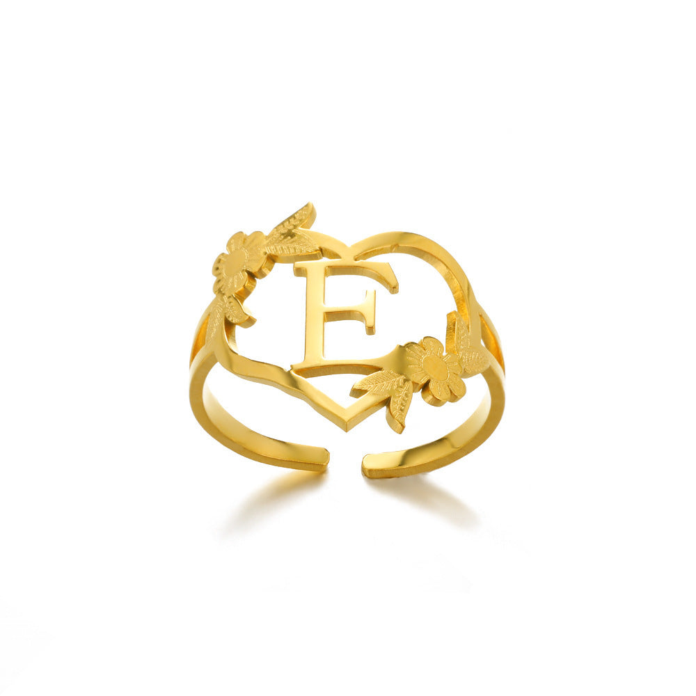 Heart-shaped Letter Ring