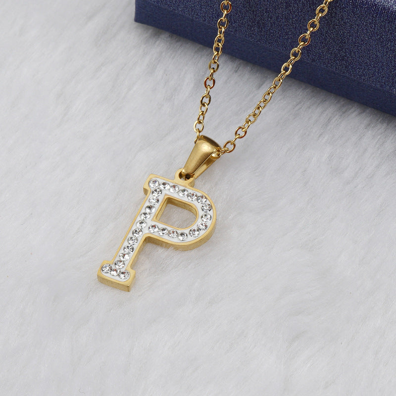 Diamond Letter Necklace 18K Gold