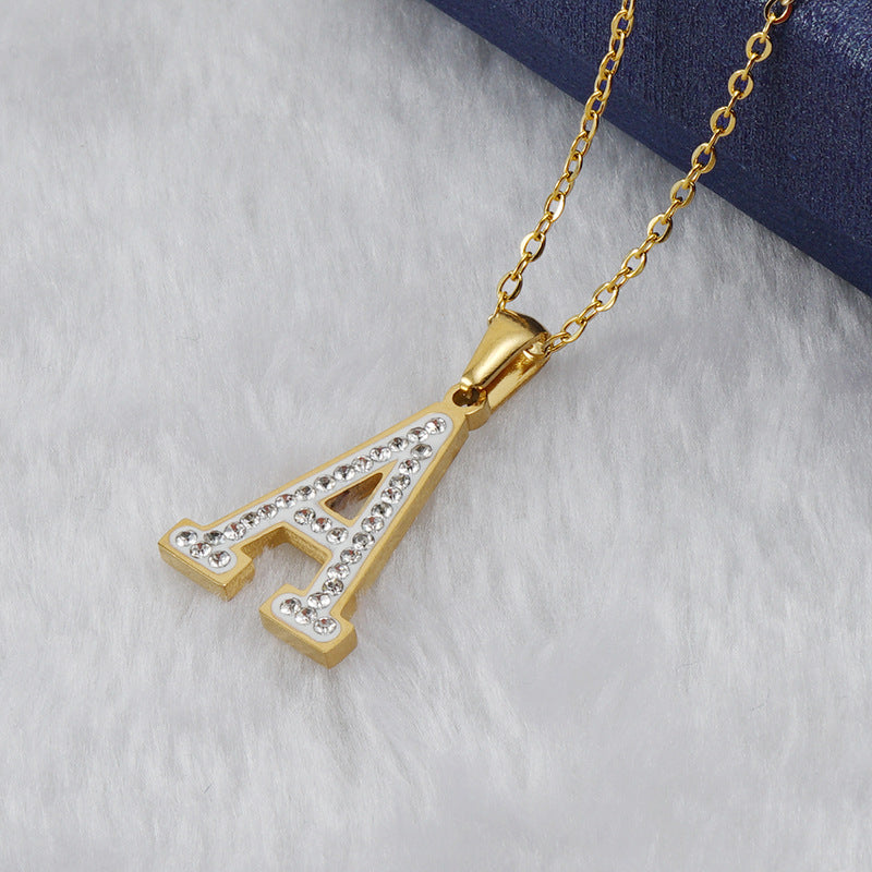 Diamond Letter Necklace 18K Gold