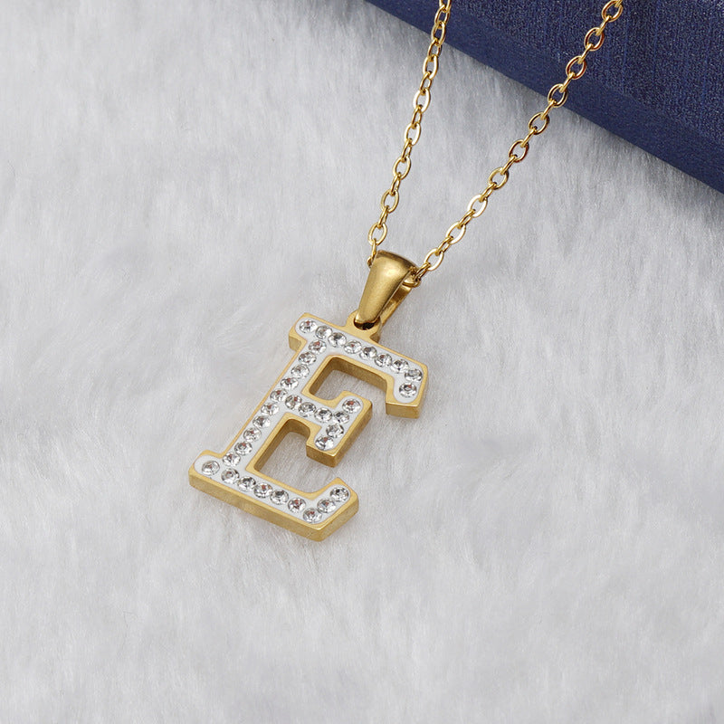 Diamond Letter Necklace 18K Gold