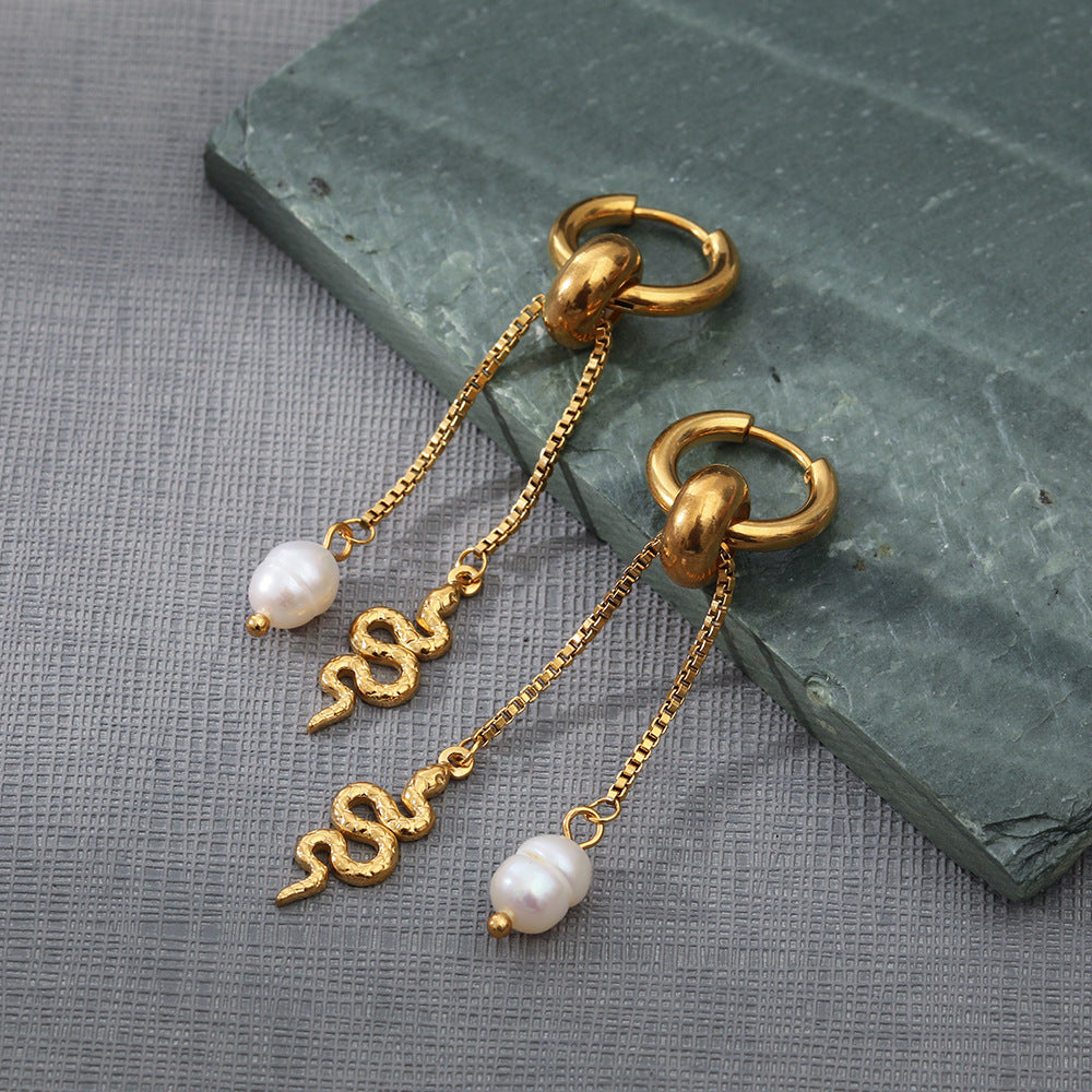 Snake Pearl Earrings