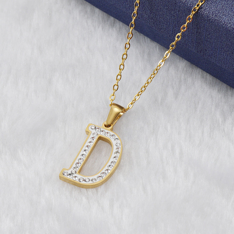 Diamond Letter Necklace 18K Gold