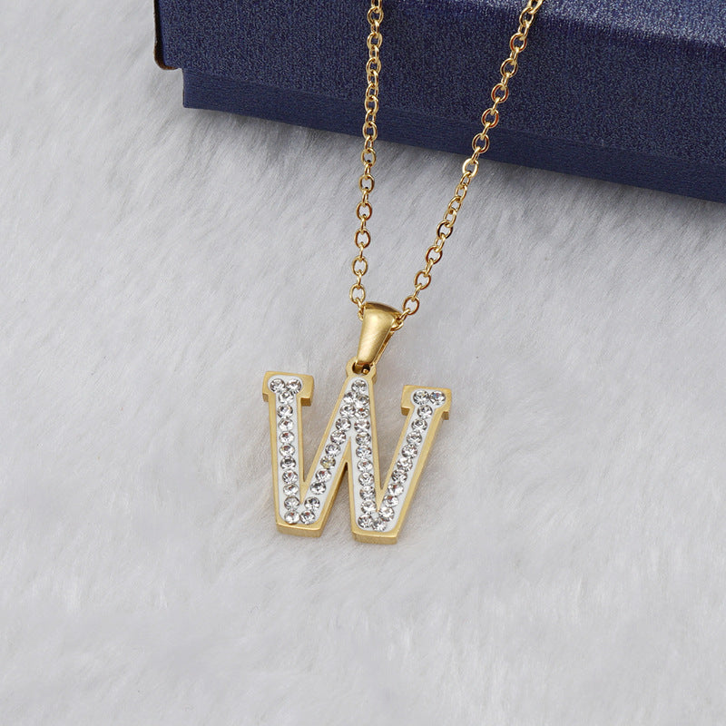 Diamond Letter Necklace 18K Gold