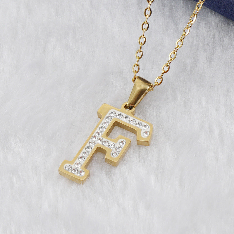 Diamond Letter Necklace 18K Gold