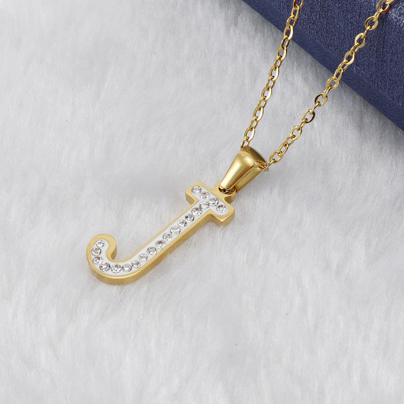 Diamond Letter Necklace 18K Gold