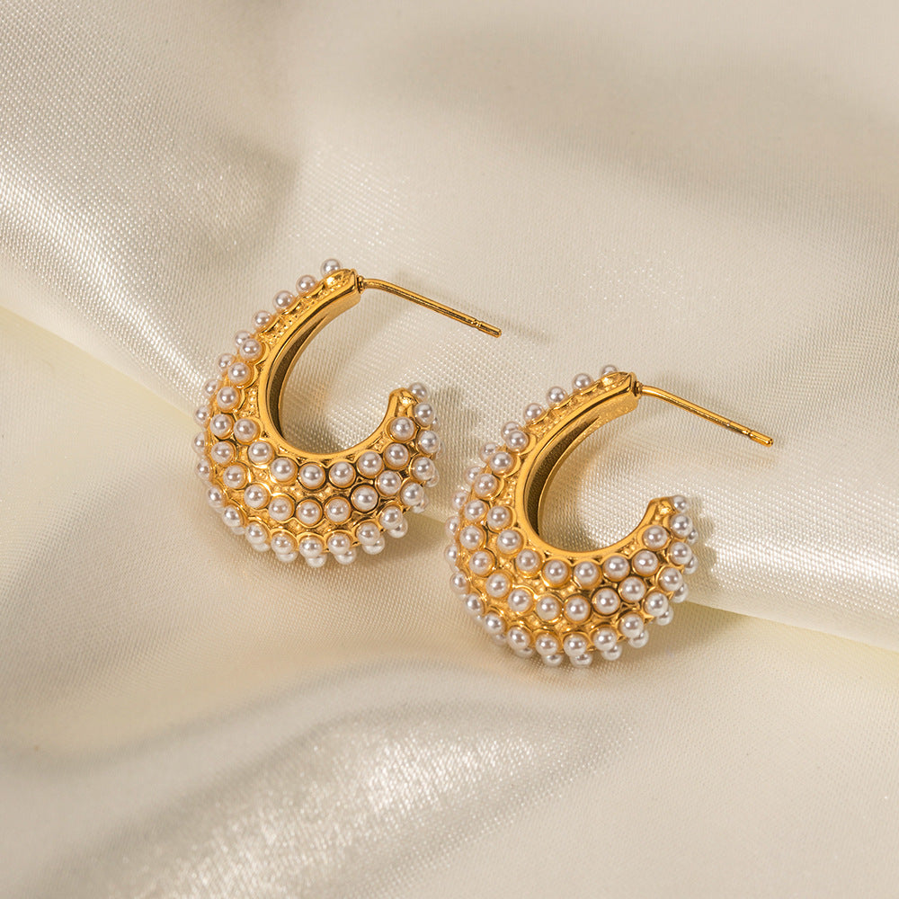 Pearl hoop earrings