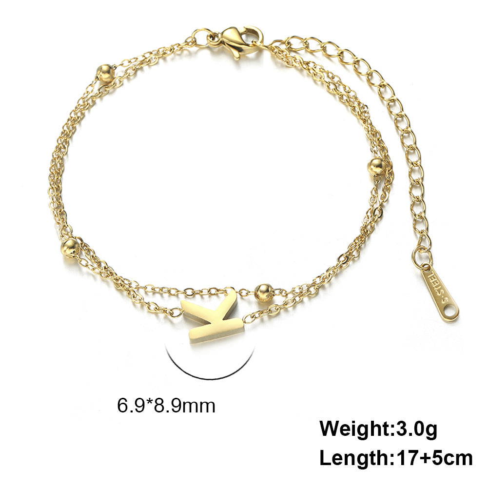 Letter Double Chain Bracelet