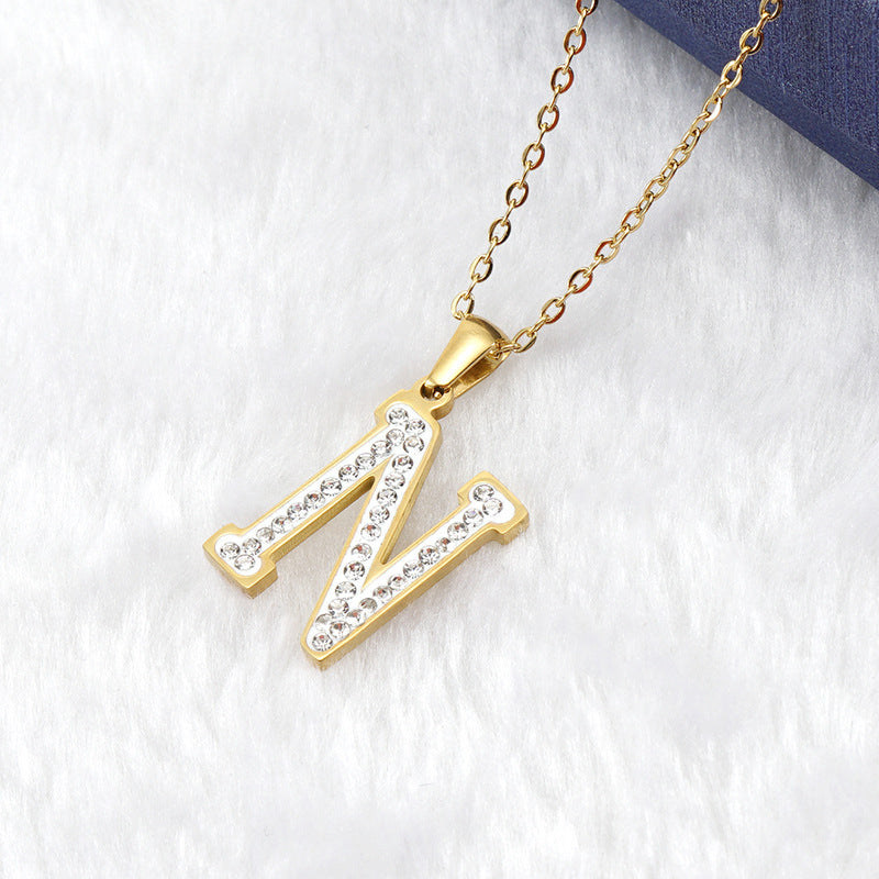 Diamond Letter Necklace 18K Gold