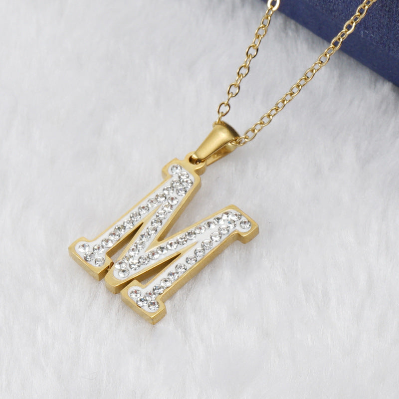 Diamond Letter Necklace 18K Gold