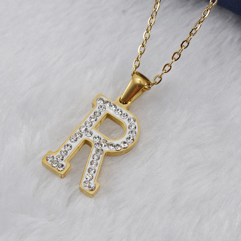 Diamond Letter Necklace 18K Gold