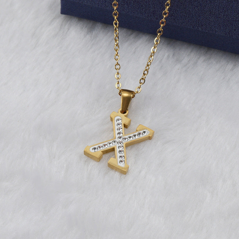 Diamond Letter Necklace 18K Gold