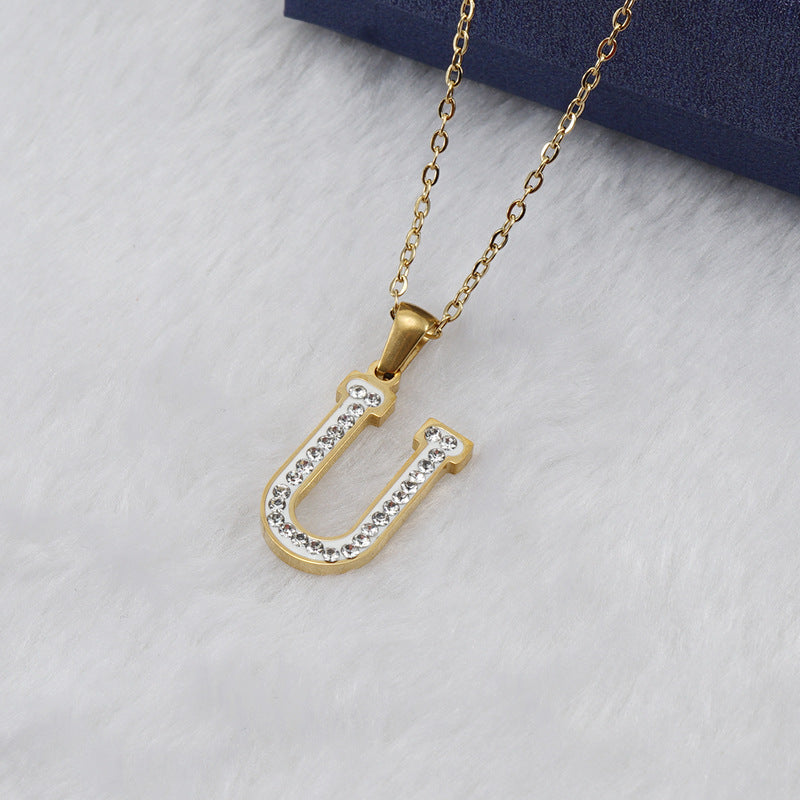 Diamond Letter Necklace 18K Gold