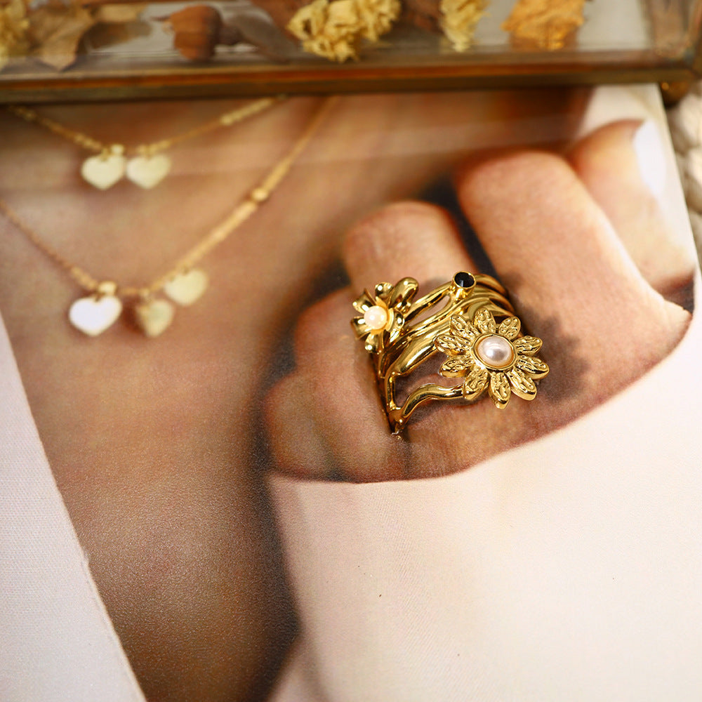 Pearl Sunflower Ring