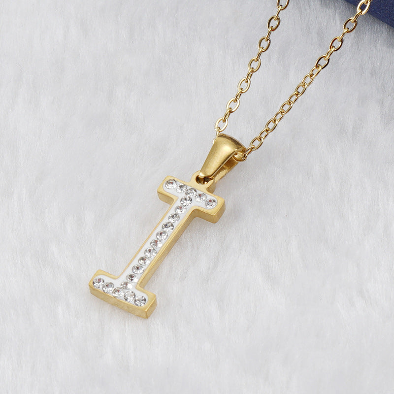 Diamond Letter Necklace 18K Gold