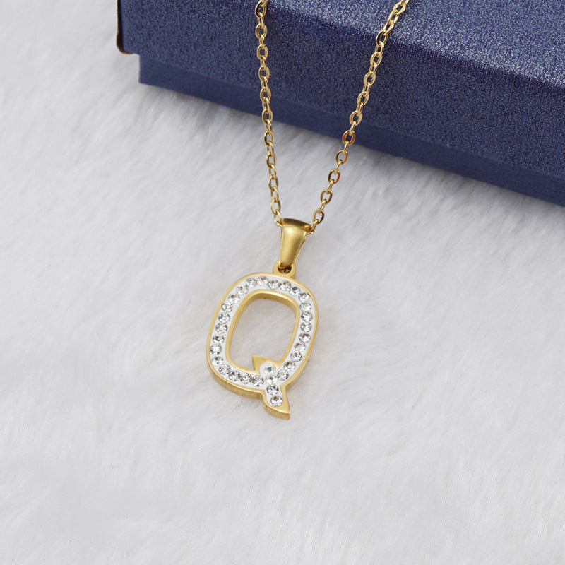 Diamond Letter Necklace 18K Gold