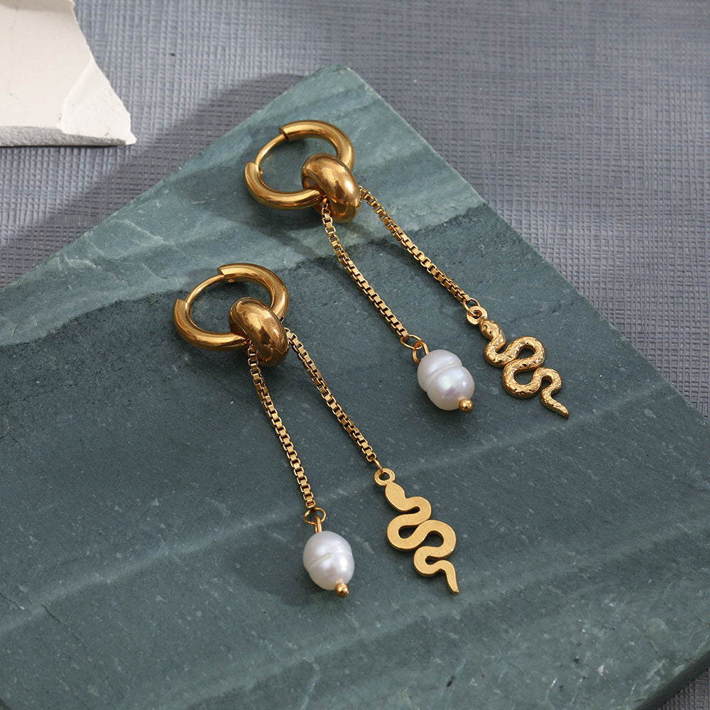 Snake Pearl Earrings