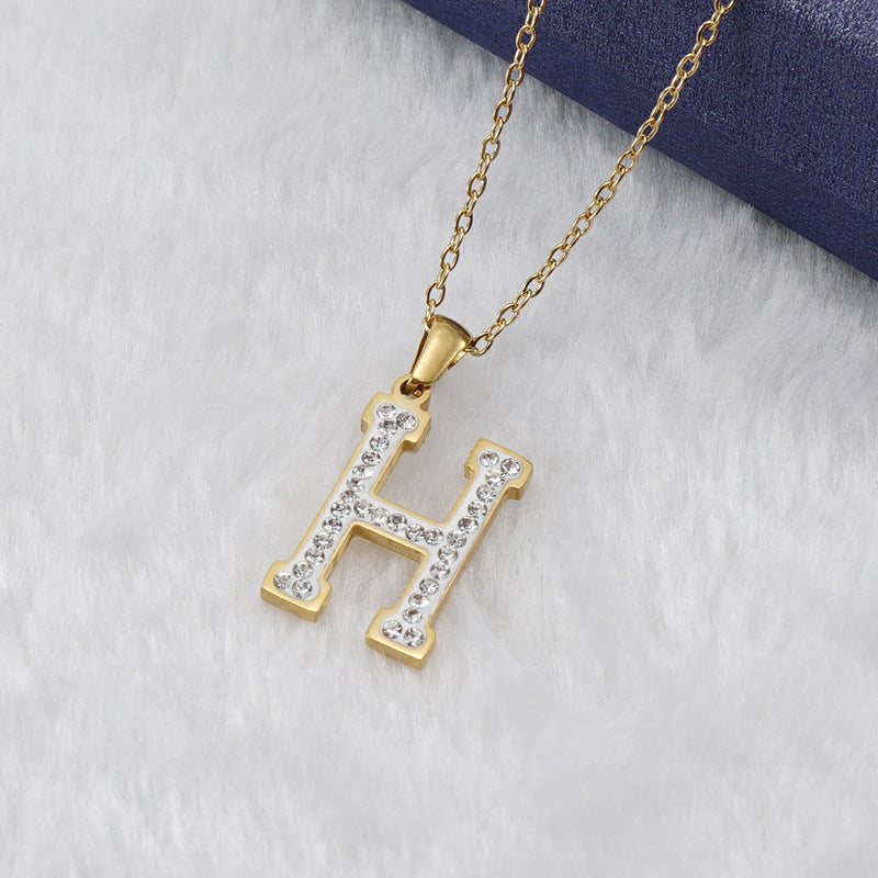 Diamond Letter Necklace 18K Gold