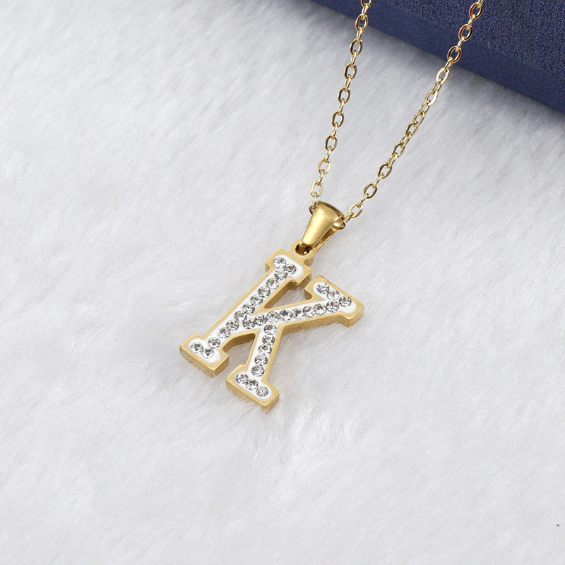 Diamond Letter Necklace 18K Gold