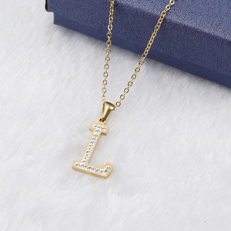 Diamond Letter Necklace 18K Gold