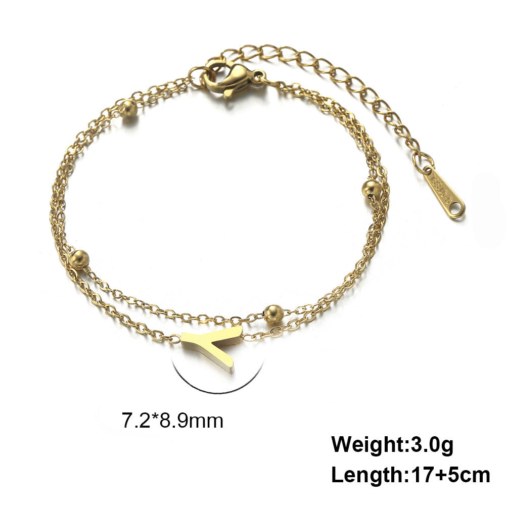 Letter Double Chain Bracelet