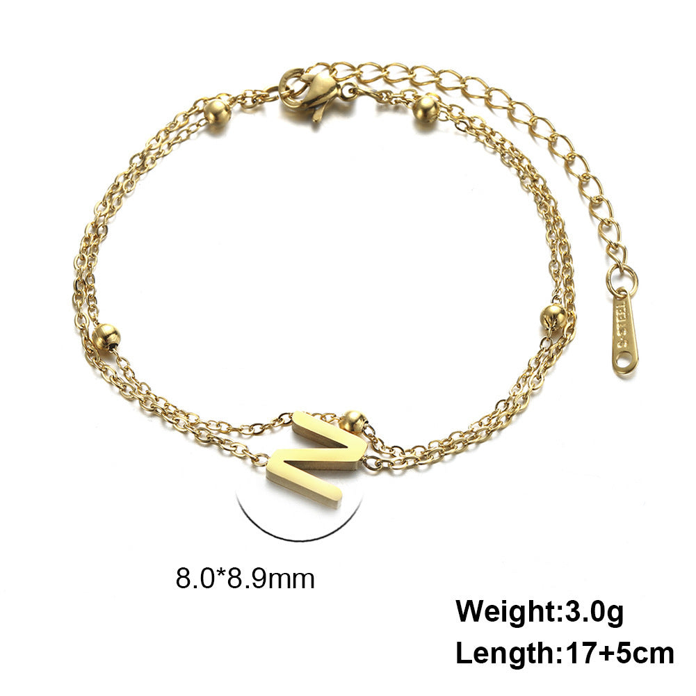 Letter Double Chain Bracelet