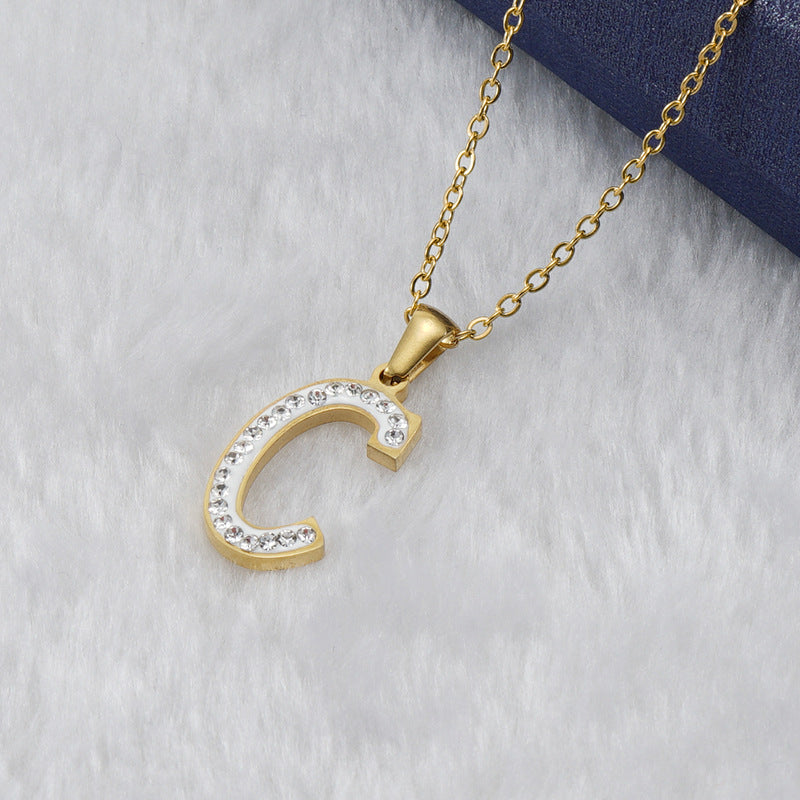 Diamond Letter Necklace 18K Gold