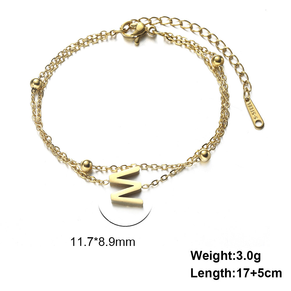 Letter Double Chain Bracelet