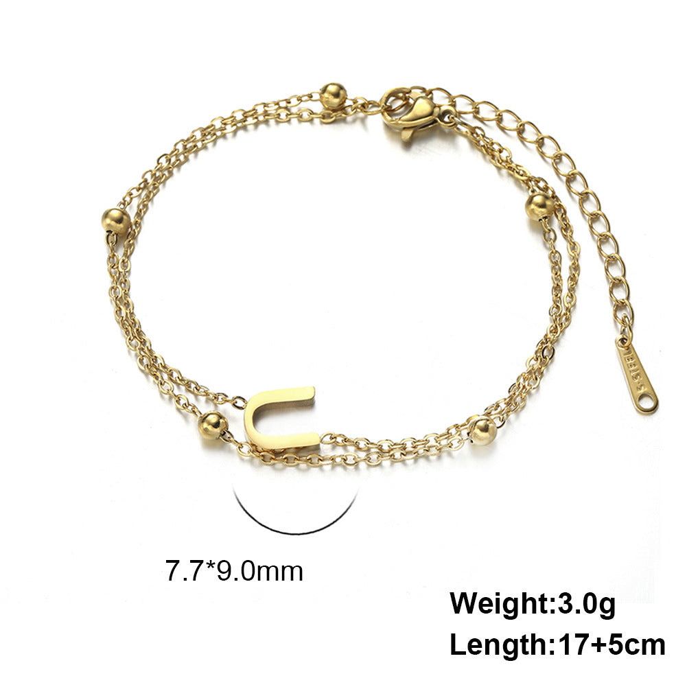 Letter Double Chain Bracelet