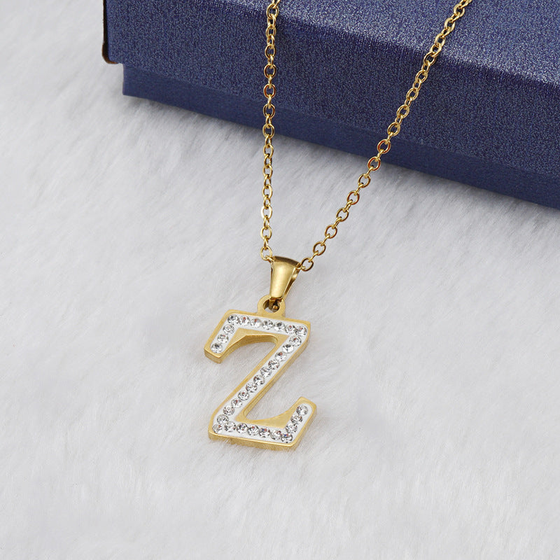 Diamond Letter Necklace 18K Gold