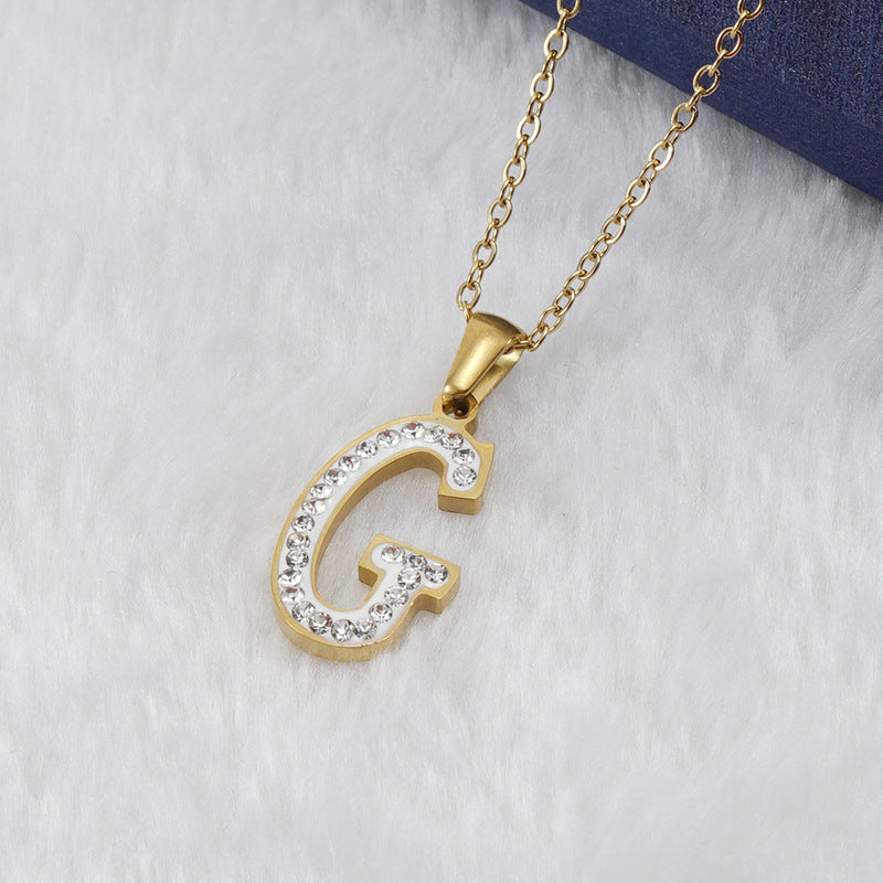 Diamond Letter Necklace 18K Gold